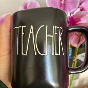Rae Dunn Teacher Black Mug White Letters